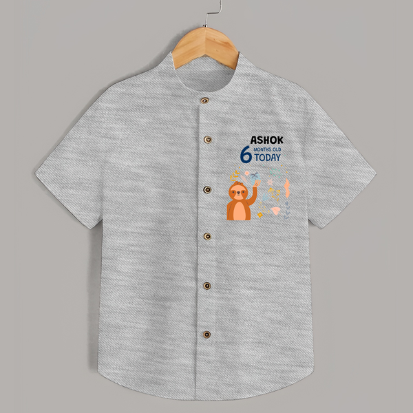 Cute Newborn Shirt for 6 Month | Custom Name & Style Options - GREY - 0 - 6 Months Old (Chest 23")