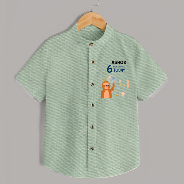 Cute Newborn Shirt for 6 Month | Custom Name & Style Options - MINT GREEN - 0 - 6 Months Old (Chest 23")