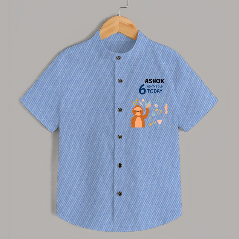 Cute Newborn Shirt for 6 Month | Custom Name & Style Options - SKY BLUE - 0 - 6 Months Old (Chest 23")