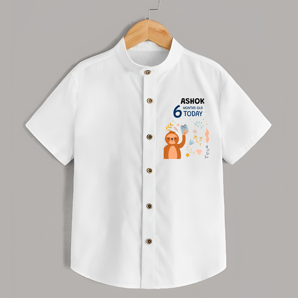 Cute Newborn Shirt for 6 Month | Custom Name & Style Options - WHITE - 0 - 6 Months Old (Chest 23")