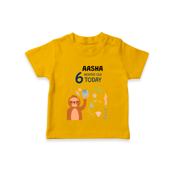 Cute Newborn T-Shirt for 6 Month | Custom Name & Style Options - CHROME YELLOW - 0-5 Months Old (Chest 17")