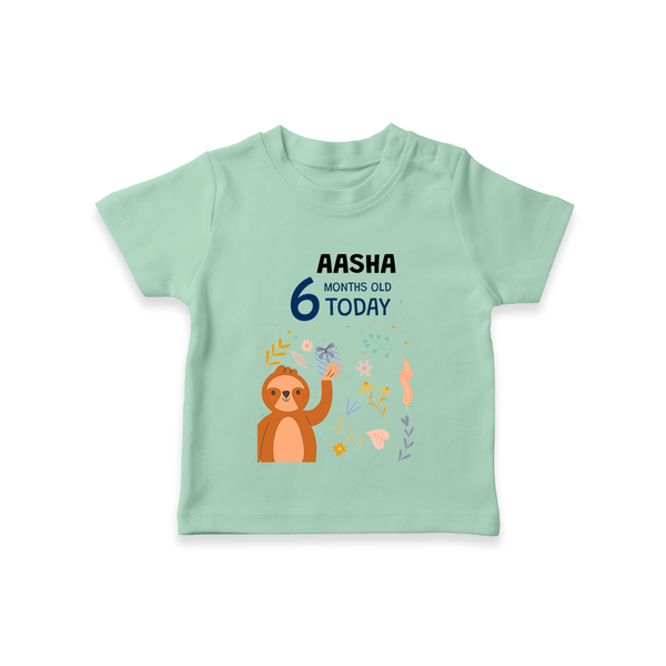 Cute Newborn T-Shirt for 6 Month | Custom Name & Style Options - MINT GREEN - 0-5 Months Old (Chest 17")