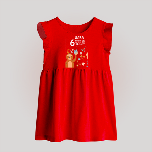 Cute Newborn Baby Frock for 6 Month | Custom Name & Style Options - RED - 0 - 3 Months Old (Chest 17")