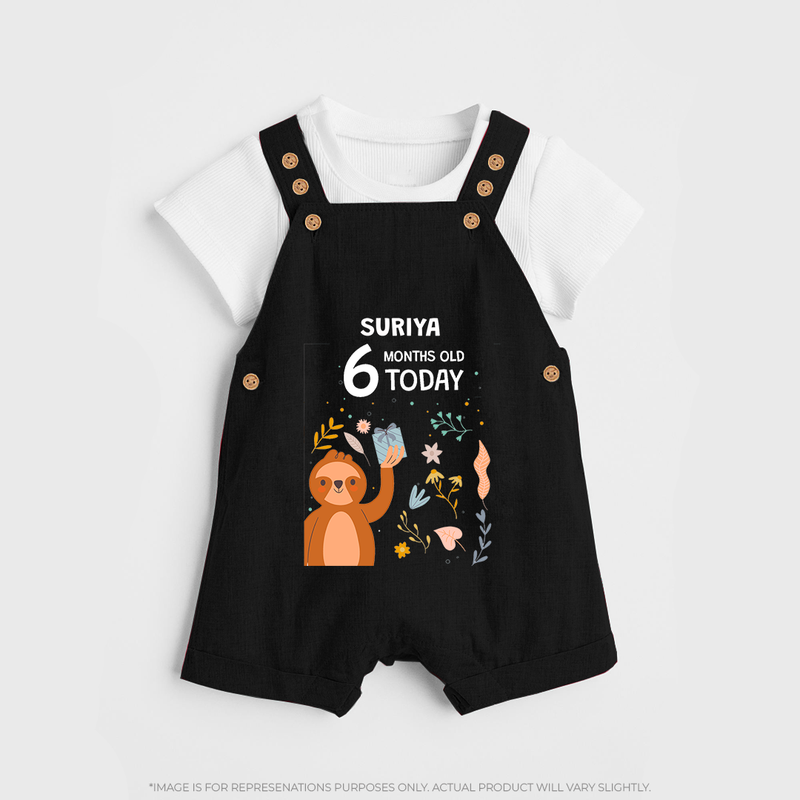 Celebrate The Magic Of Your Baby's Sixth Month With Our Elegant And Customized Dungaree Set For Babies - BLACK - 0 - 5 Months Old (Chest 18")