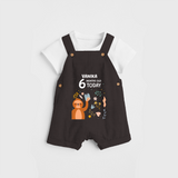 Commemorate your little one's 6th month with a custom Dungaree set, personalized with their name! - CHOCOLATE BROWN - 0 - 5 Months Old (Chest 17")