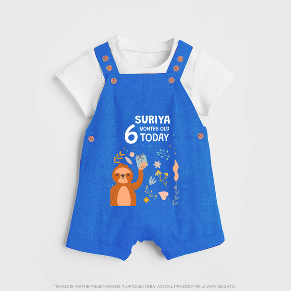 Cute Newborn Dungaree Set for 6 Month | Custom Name & Style Options - COBALT BLUE - 0 - 5 Months Old (Chest 18")