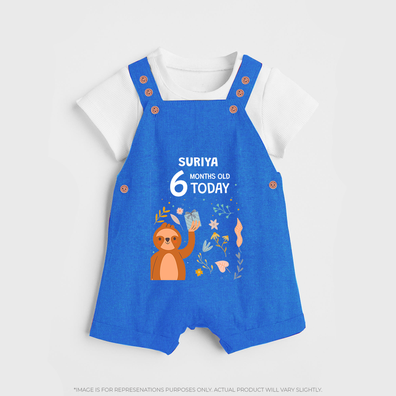 Celebrate The Magic Of Your Baby's Sixth Month With Our Elegant And Customized Dungaree Set For Babies - COBALT BLUE - 0 - 5 Months Old (Chest 18")