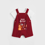Commemorate your little one's 6th month with a custom Dungaree set, personalized with their name! - RED - 0 - 5 Months Old (Chest 17")