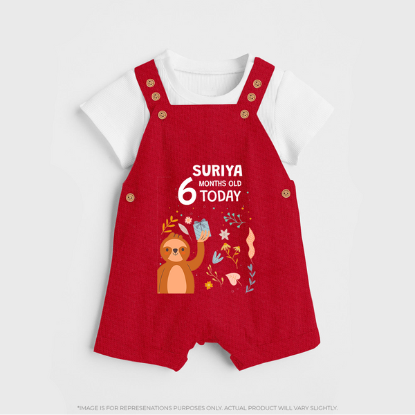 Cute Newborn Dungaree Set for 6 Month | Custom Name & Style Options - RED - 0 - 5 Months Old (Chest 18")