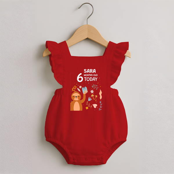 Cute Newborn Romper Frock for 6 Month | Custom Name & Style Options - RED - 0 - 3 Months Old (Chest 19")