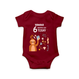 Commemorate your little one's 6th month with a custom romper/onesie, personalized with their name! - MAROON - 0 - 3 Months Old (Chest 16")