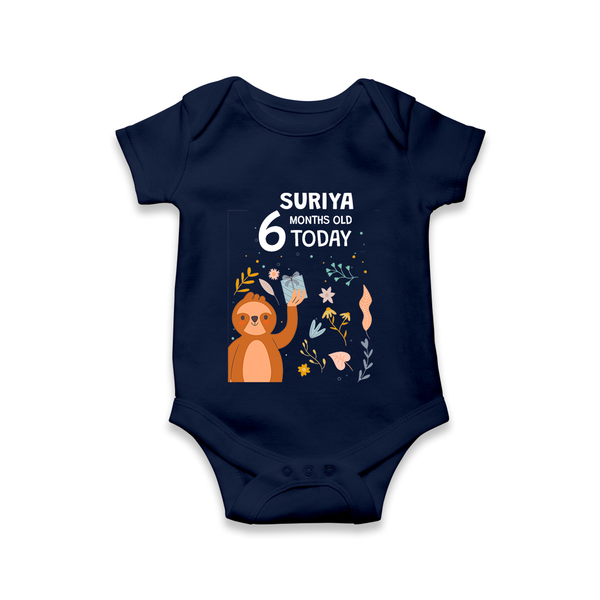 Cute Newborn Romper/Onesie for 6 Month | Custom Name & Style Options - NAVY BLUE - New Born (Chest 14")
