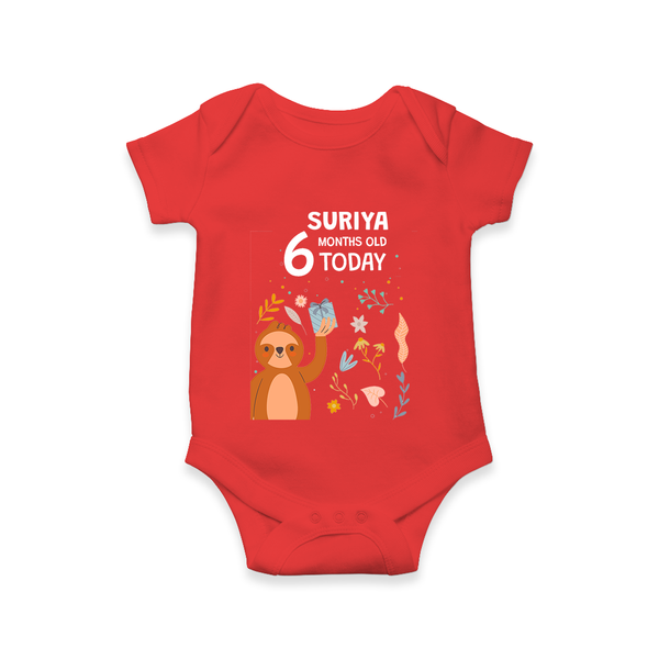 Cute Newborn Romper/Onesie for 6 Month | Custom Name & Style Options - RED - New Born (Chest 14")