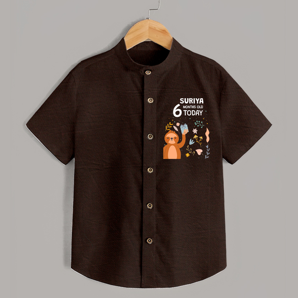 Cute Newborn Shirt for 6 Month | Custom Name & Style Options - CHOCOLATE BROWN - 0 - 6 Months Old (Chest 23")