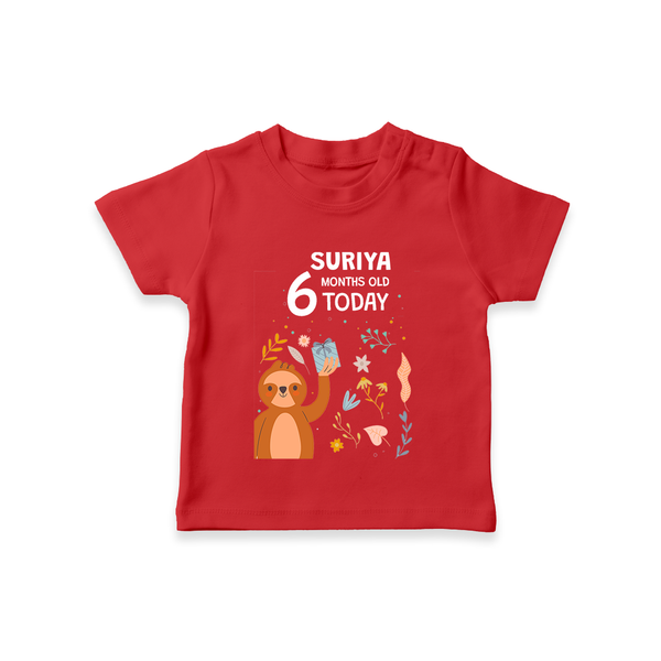 Cute Newborn T-Shirt for 6 Month | Custom Name & Style Options - RED - 0-5 Months Old (Chest 17")