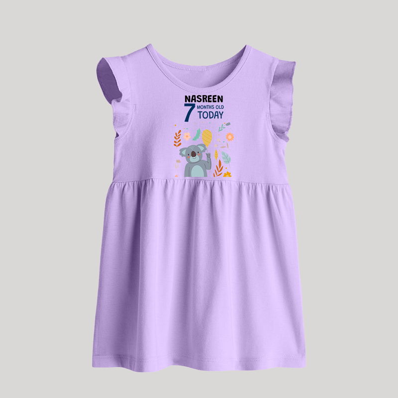Cute Newborn Baby Frock for 7 Month | Custom Name & Style Options - LILAC - 0 - 3 Months Old (Chest 17")
