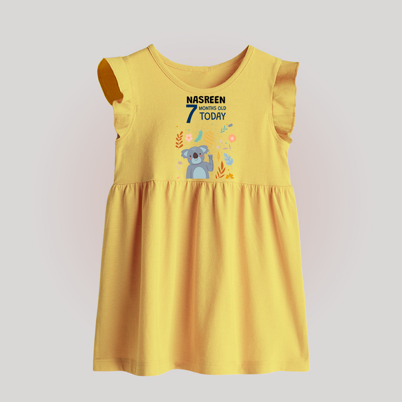 Cute Newborn Baby Frock for 7 Month | Custom Name & Style Options - PASTEL YELLOW - 0 - 3 Months Old (Chest 17")