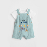 Commemorate your little one's 7th month with a custom Dungaree set, personalized with their name! - ARCTIC BLUE - 0 - 5 Months Old (Chest 17")