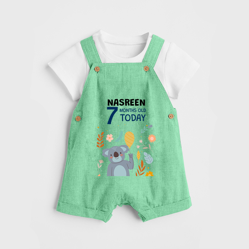 Cute Newborn Dungaree Set for 7 Month | Custom Name & Style Options - GREEN - 0 - 5 Months Old (Chest 18")