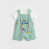 Commemorate your little one's 7th month with a custom Dungaree set, personalized with their name! - LIGHT GREEN - 0 - 5 Months Old (Chest 17")