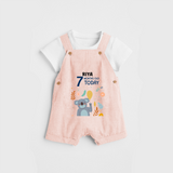 Commemorate your little one's 7th month with a custom Dungaree set, personalized with their name! - PEACH - 0 - 5 Months Old (Chest 17")