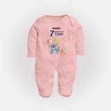 Celebrate The Magic Of Your Baby's Seventh Month With Our Elegant And Customized Sleep Suit For Babies - BABY PINK - New Born (Chest 7.5")