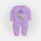 Celebrate The Magic Of Your Baby's Seventh Month With Our Elegant And Customized Sleep Suit For Babies - LILAC - New Born (Chest 7.5")