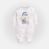 Celebrate The Magic Of Your Baby's Seventh Month With Our Elegant And Customized Sleep Suit For Babies - WHITE - New Born (Chest 7.5")