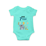 Commemorate your little one's 7th month with a custom romper/onesie, personalized with their name! - ARCTIC BLUE - 0 - 3 Months Old (Chest 16")
