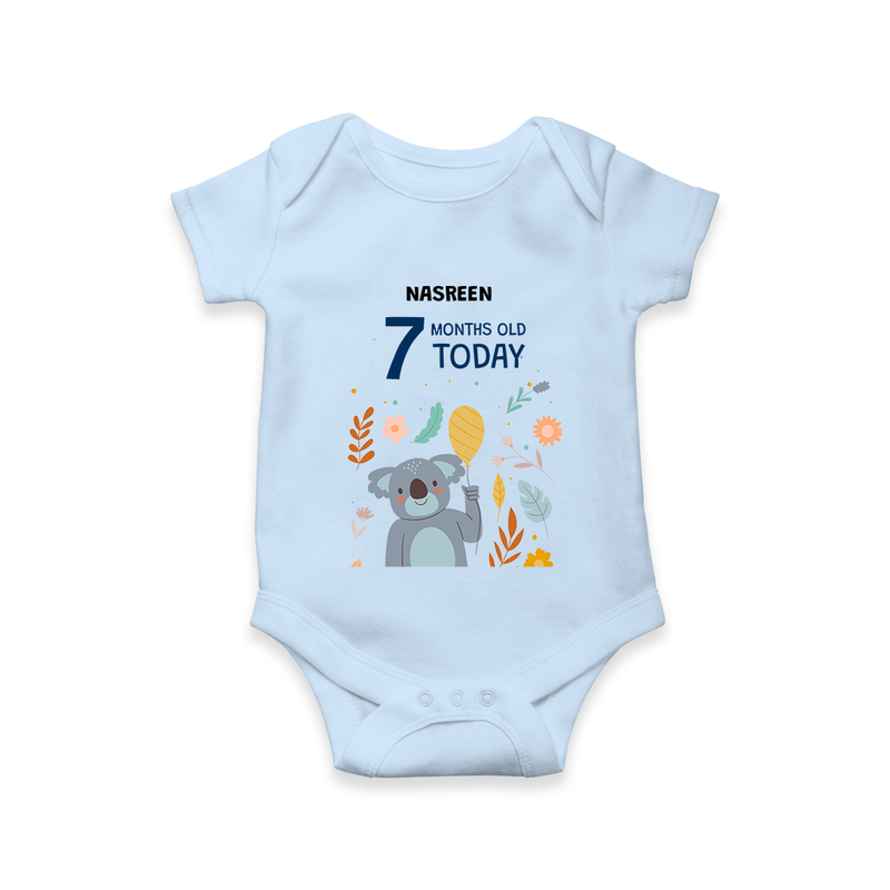 Celebrate The Magic Of Your Baby's Seventh Month With Our Elegant And Customized Romper For Babies - BABY BLUE - 0 - 3 Months Old (Chest 16")