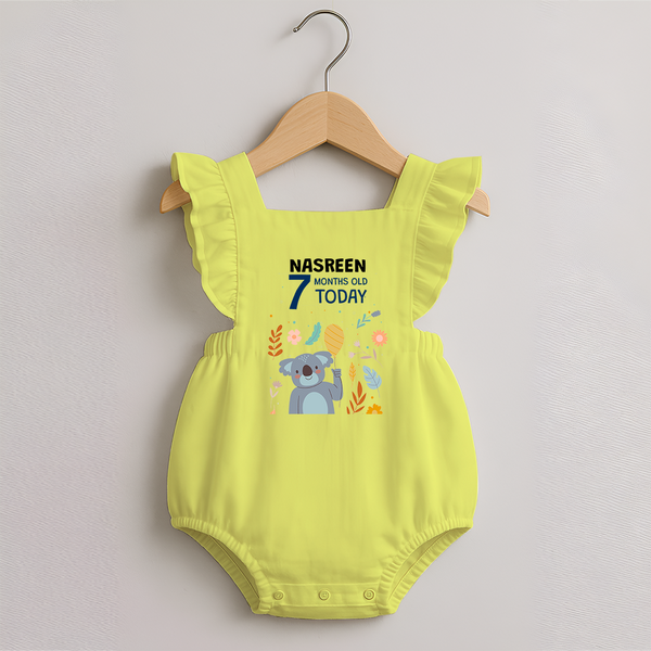 Cute Newborn Romper Frock for 7 Month | Custom Name & Style Options - PASTEL YELLOW - 0 - 3 Months Old (Chest 19")