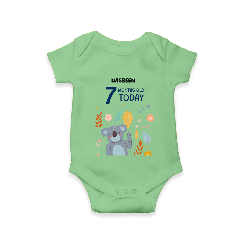 Celebrate The Magic Of Your Baby's Seventh Month With Our Elegant And Customized Romper For Babies - GREEN - 0 - 3 Months Old (Chest 16")