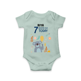 Commemorate your little one's 7th month with a custom romper/onesie, personalized with their name! - MINT GREEN - 0 - 3 Months Old (Chest 16")