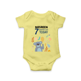 Cute Newborn Romper/Onesie for 7 Month | Custom Name & Style Options - PASTEL YELLOW - New Born (Chest 14")