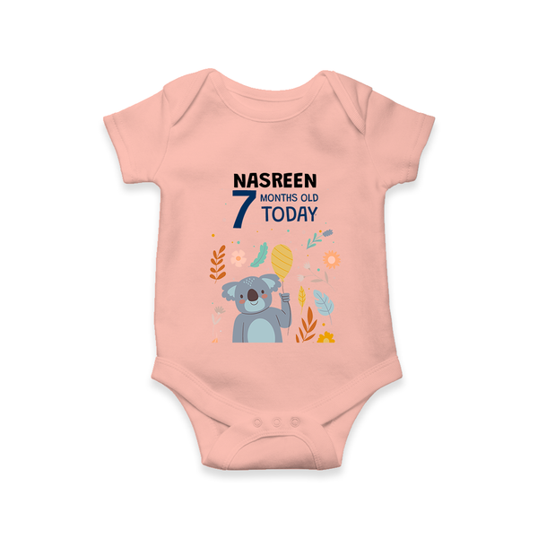 Cute Newborn Romper/Onesie for 7 Month | Custom Name & Style Options - PEACH - New Born (Chest 14")