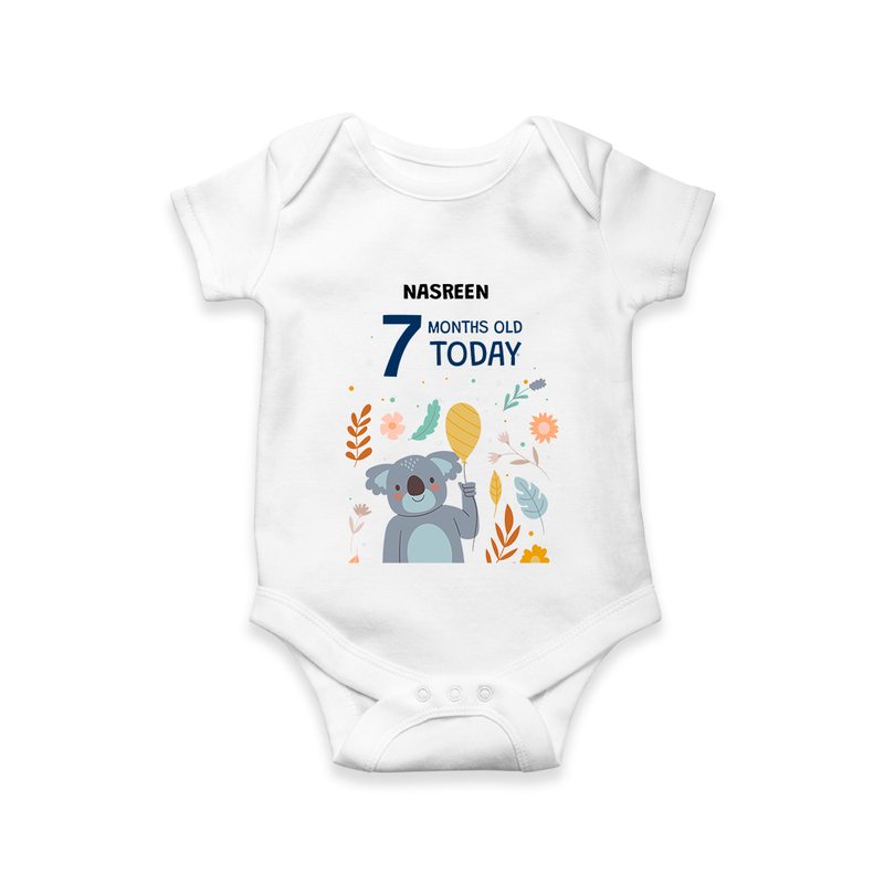 Celebrate The Magic Of Your Baby's Seventh Month With Our Elegant And Customized Romper For Babies - WHITE - 0 - 3 Months Old (Chest 16")