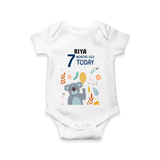 Commemorate your little one's 7th month with a custom romper/onesie, personalized with their name! - WHITE - 0 - 3 Months Old (Chest 16")