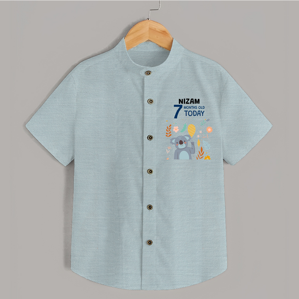 Cute Newborn Shirt for 7 Month | Custom Name & Style Options - ARCTIC BLUE - 0 - 6 Months Old (Chest 23")