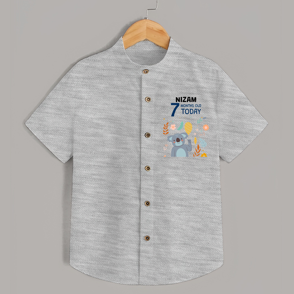 Cute Newborn Shirt for 7 Month | Custom Name & Style Options - GREY - 0 - 6 Months Old (Chest 23")