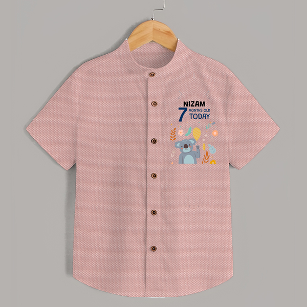 Cute Newborn Shirt for 7 Month | Custom Name & Style Options - PEACH - 0 - 6 Months Old (Chest 23")