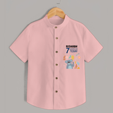 Commemorate your little one's 7th month with a custom Shirt, personalized with their name! - PEACH - 0 - 6 Months Old (Chest 21")