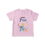 Celebrate The Magic Of Your Baby's Seventh Month With Our Elegant And Customized T-Shirt For Babies - PINK - 0-5 Months Old (Chest 17")