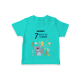 Celebrate The Magic Of Your Baby's Seventh Month With Our Elegant And Customized T-Shirt For Babies - TEAL - 0-5 Months Old (Chest 17")