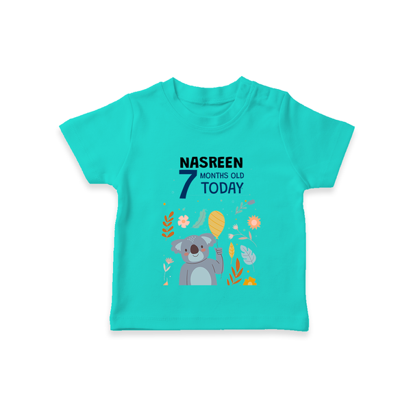 Cute Newborn T-Shirt for 7 Month | Custom Name & Style Options - TEAL - 0-5 Months Old (Chest 17")