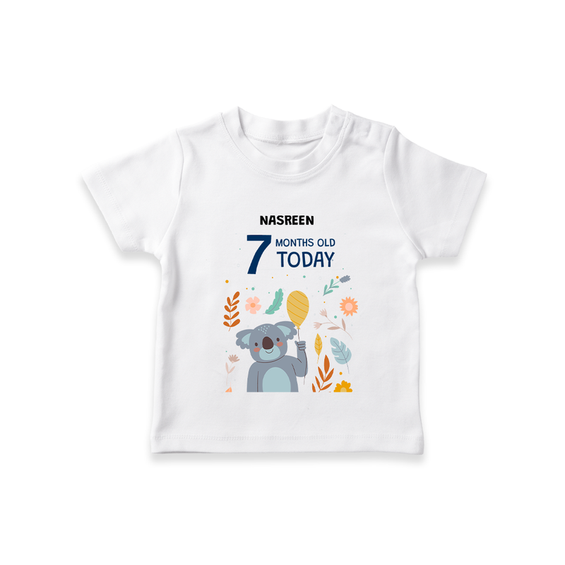 Celebrate The Magic Of Your Baby's Seventh Month With Our Elegant And Customized T-Shirt For Babies - WHITE - 0-5 Months Old (Chest 17")