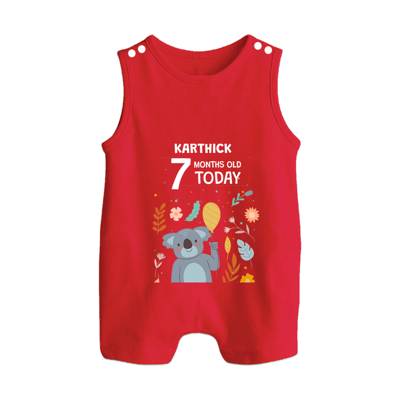 Celebrate The Magic Of Your Baby's Seventh Month With Our Elegant And Customized Romper Suit For Babies - RED - 0 - 5 Months Old (Chest 18")