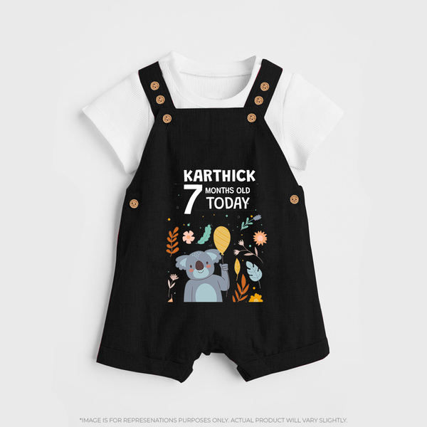 Cute Newborn Dungaree Set for 7 Month | Custom Name & Style Options - BLACK - 0 - 5 Months Old (Chest 18")