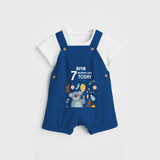 Commemorate your little one's 7th month with a custom Dungaree set, personalized with their name! - COBALT BLUE - 0 - 5 Months Old (Chest 17")