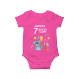 Celebrate The Magic Of Your Baby's Seventh Month With Our Elegant And Customized Romper For Babies - HOT PINK - 0 - 3 Months Old (Chest 16")