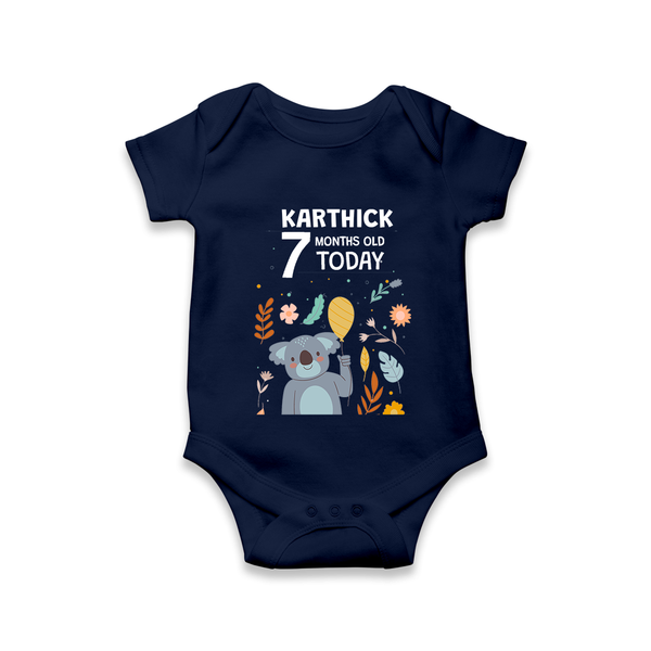 Cute Newborn Romper/Onesie for 7 Month | Custom Name & Style Options - NAVY BLUE - New Born (Chest 14")